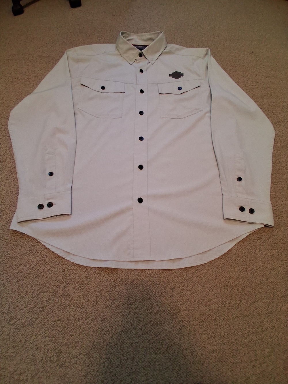 Men's Long-Sleeve Button-Down Shirt in Light Beige